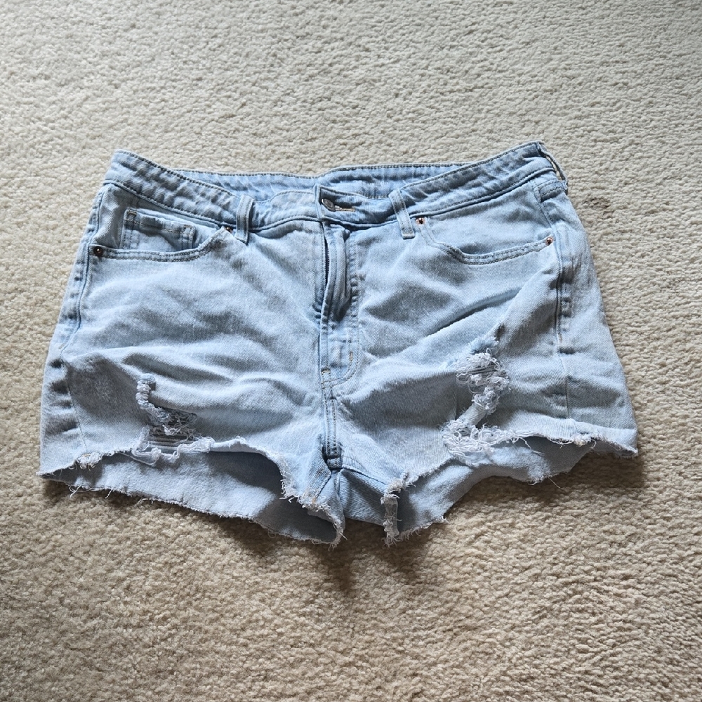 Old Navy Blue Jean Shorts Distressed Cut-Off Style Size 16